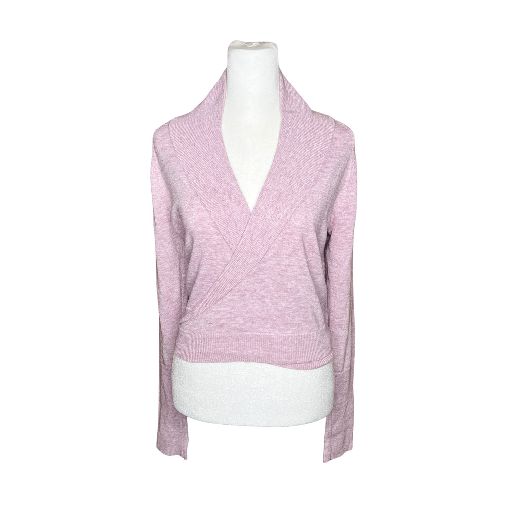 Athleta Knit Wrap Sweater S Pink Shawl Collar Yoga Pilates Balletcore Coquette